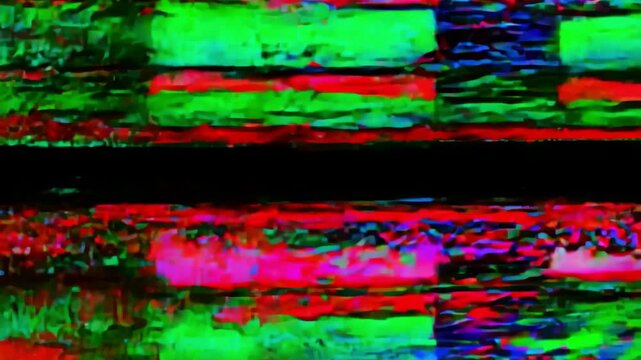 Vhs distortion glitch montage, retro analog abstract animation