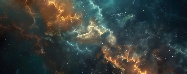 Obraz premium A space background with orange and blue clouds