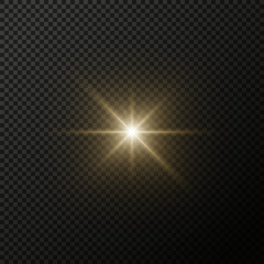 Fototapeta premium Star light effect isolated. Glare of light yellow sunshine ray vector