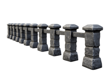 Stone Fence 3D Model: Transparent Background Kaos,  Game Asset, High-Resolution Render