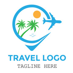 Modern travel agency logo with white background minimalist design