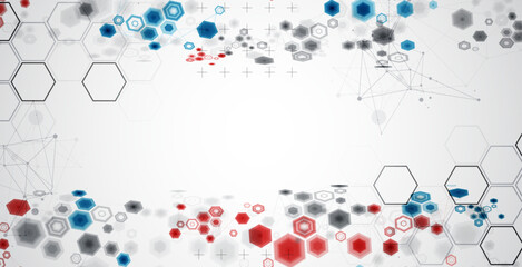 Abstract hexagon background with plexus effect for design works. Vector.