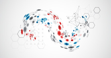 Naklejka premium Abstract hexagon background with plexus effect for design works. Vector.