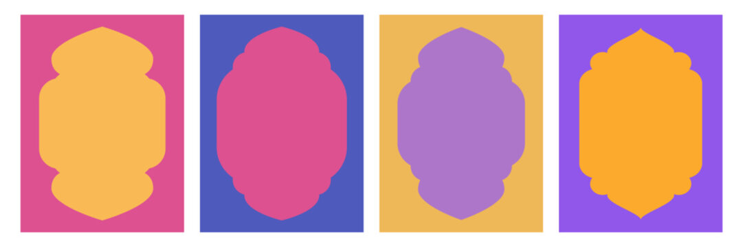 Islamic windows set color style for design project vector