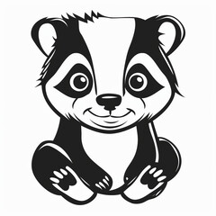 Obraz premium Cute Badger Vector Logo With Isolated Outline Design