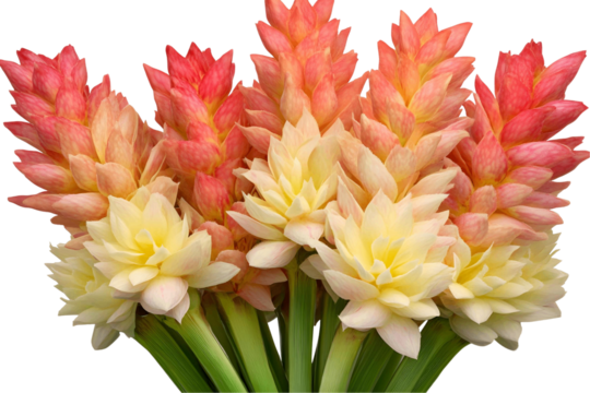 Vibrant Pink & Yellow Flowers Bloom on Transparent Background