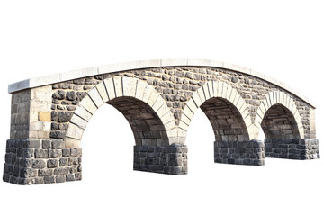 Stone Arch Bridge Design:  Three Arched Structure with Transparent Background Kaos