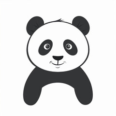Fototapeta premium Cute Panda Vector Logo With Outline Design, Black and White