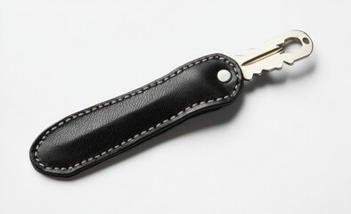 Sleek Black Leather Key Case with Modern Key Design