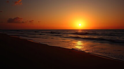 Obraz premium beach and sea scene in warm golden hues, creating a radiant and luxurious atmosphere with deep shadows for