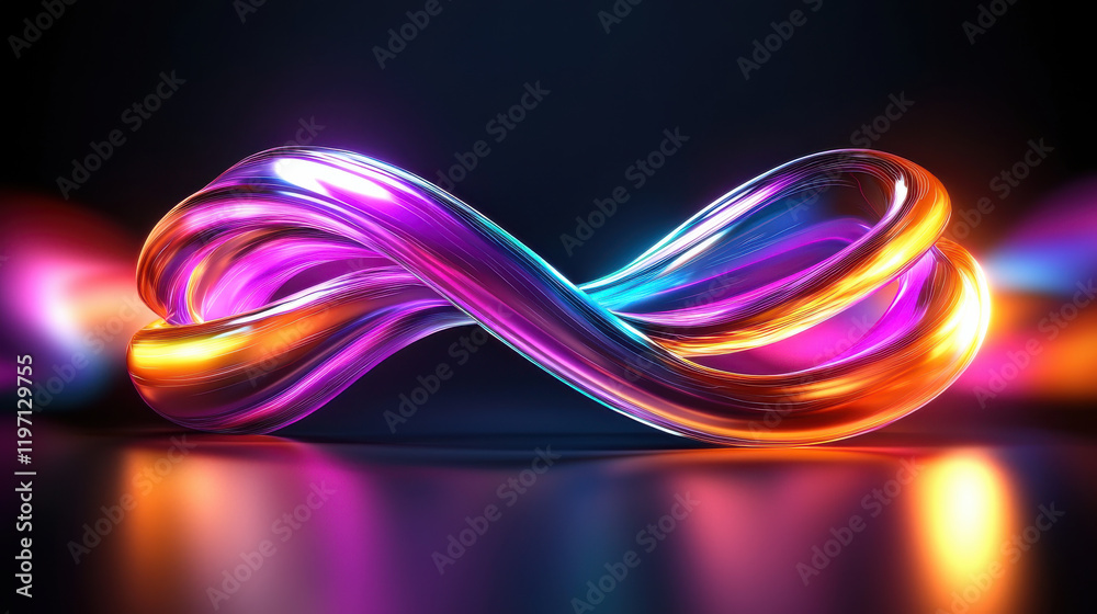 Aufkleber vibrant, abstract infinity symbol made of colorful, flowing light. design features smooth curves and
