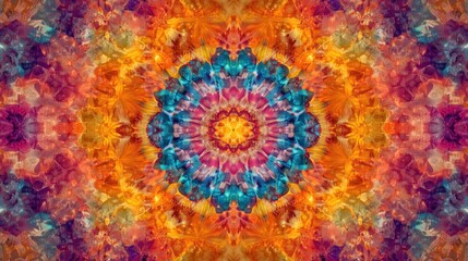 Vibrant mandala design bursting with colors, showcasing intricat
