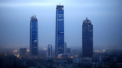 Obraz premium Cityscape Twilight Skyscrapers Illustration