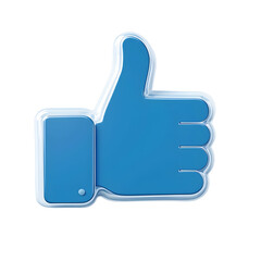 Blue thumbs up isolated on transparent background. Like symbol, cut out
