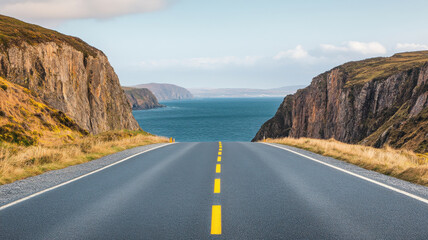 Chasing the Horizon concept, scenic coastal road with steep cliffs and ocean views