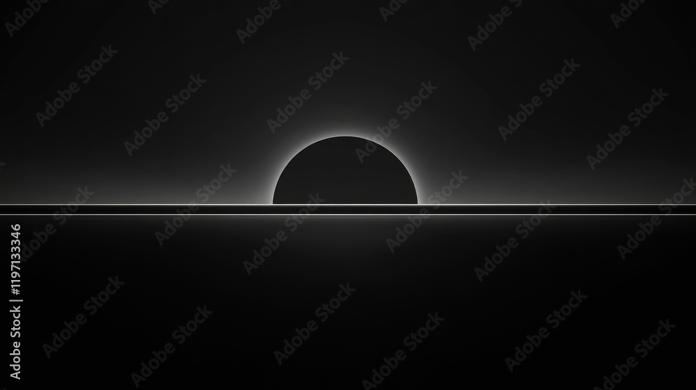 Aufkleber black wallpaper with a seamless gradient that hints at the edge of a solar eclipse, with a faint hor