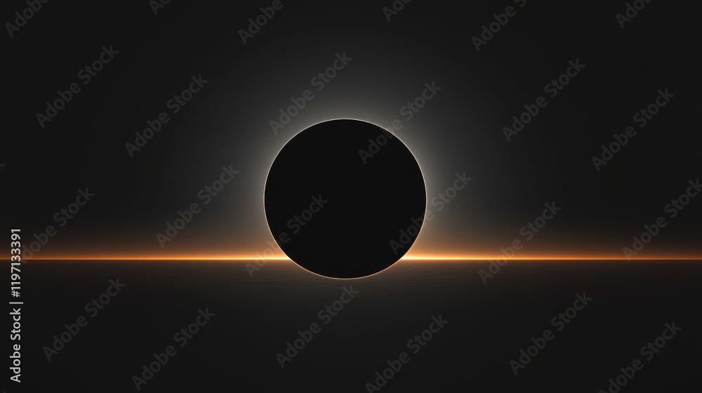 Poster Black wallpaper with a seamless gradient that hints at the edge of a solar eclipse, with a faint horizon glow adding a sense of mystery