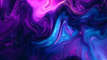 Obraz premium 3D abstract swirls in vibrant purple and blue tones, creating a fluid, dynamic look.