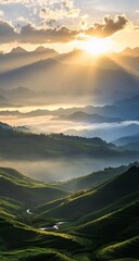 sunset in the mountains