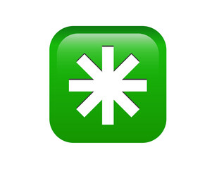 Green rounded square bullet sparkle Eight Spoked Asterisk point icon
