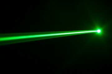 Green Laser Beam Shoots Brightly Across Dark