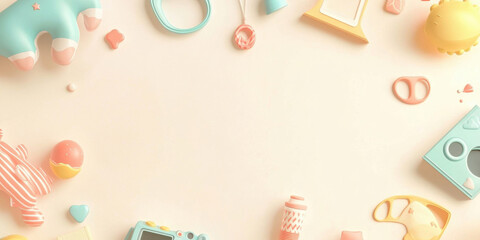 Soft Pastel Baby Toys and Accessories Background