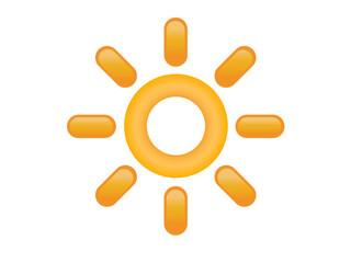 Gradient shinny orange sun or hot weather icon with eight triangular rays