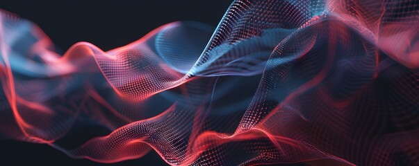 A red and blue wave with a white background