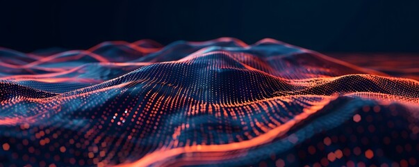 A blue and orange wave with dots