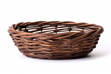 Obraz premium Handmade oval wicker basket made from natural vine isolated