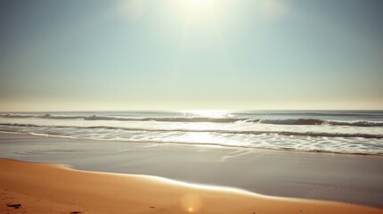Obraz premium beach and sea scene in warm golden hues, creating a radiant and luxurious atmosphere with deep shadows for