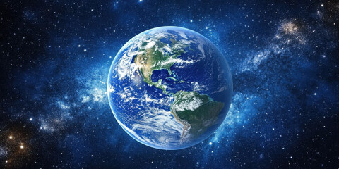 Obraz premium Earth View from Space with Blue Tint and Cinematic Effect