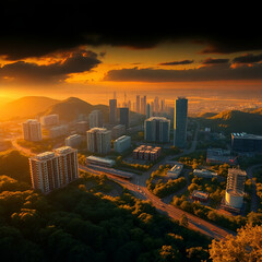 Fototapeta premium country skyline at sunset