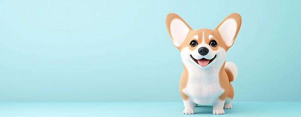 Youthful dog with a charming smile and captivating eyes, Youthful Corgi with Charming Smile on Light Background