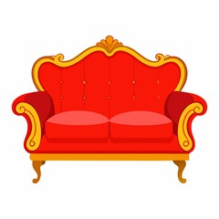 red sofa isolated on white