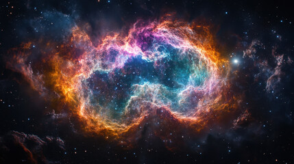 Fototapeta premium Vibrant Glowing Nebula in Space with Stunning Colors