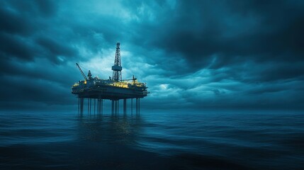 Obraz premium An offshore oil platform drilling in deep water for energy production.