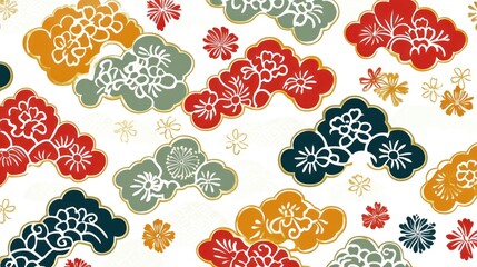 Floral Clouds: A Serene Japanese-Inspired Design
