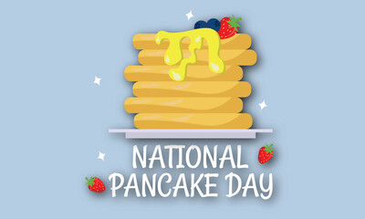 Pancake day vector illustration, pancake served on white plat vector set.