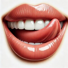 Obraz premium Smiling lips on white isolated background 