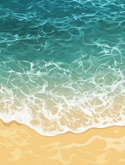 Obraz premium Serene Beach: Modern Flat-Style Illustration of Tranquil Seaside with Clear Water and Textured Sand in Relaxing Tones