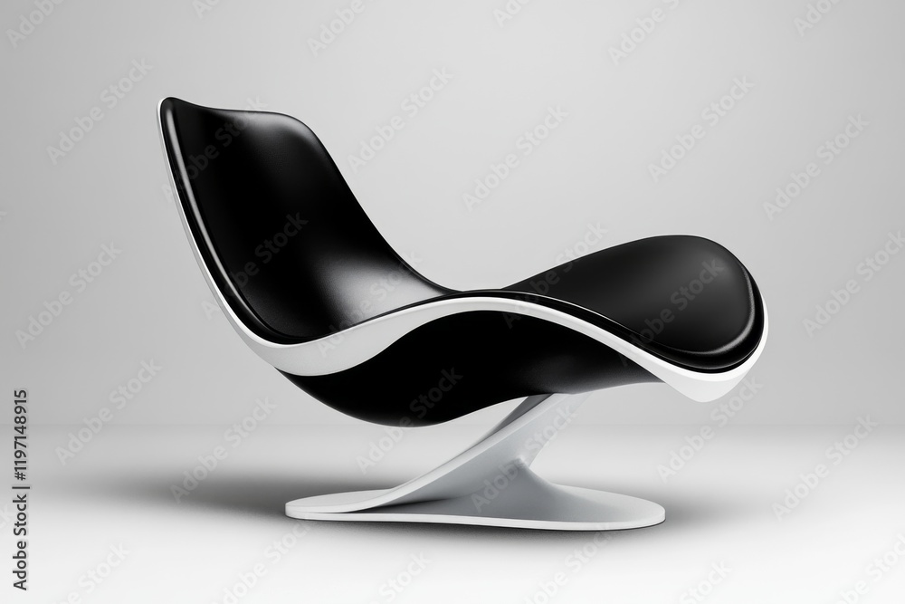 Poster A 2D visualization of a modern chair rendered in V-Ray, with sharp details and soft lighting on a clean white background