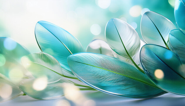 Transparent bluegreen leaf background