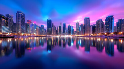 Obraz premium Night Cityscape Reflection