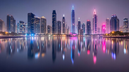 Fototapeta premium Night Cityscape Reflection