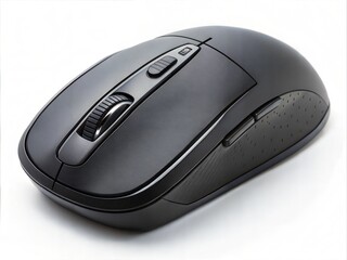 Black Computer Mouse Isolated on White Background - Professional Close-Up.