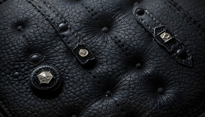 Black leather texture with metal accents
