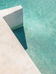 Serene Coastal Bliss: Aerial View of Tranquil Beach with Geometric Shoreline and Clear Blue Water