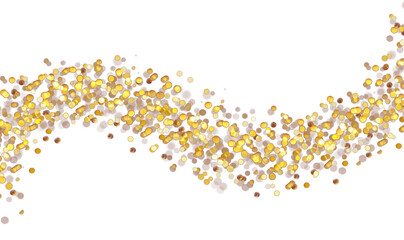 Golden bokeh dust explosion on transparent background