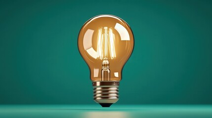 Illuminating Light Bulb Glowing Brightly Against Vibrant Green Background Symbolizing Creativity Innovation Ideas And Energy Efficiency In Design